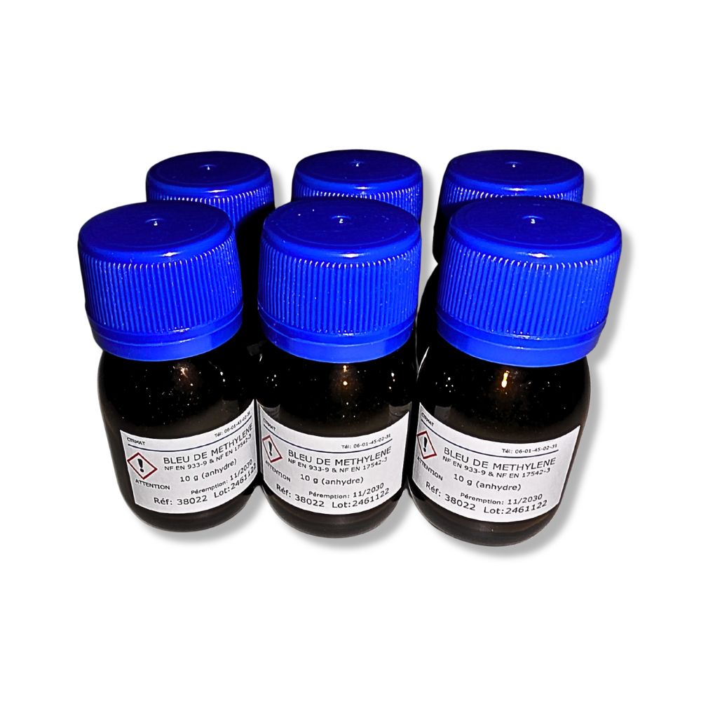 Bleu de Méthylène en Poudre pour Essais de Laboratoire - kit de 6 doses 10 g ctrmat