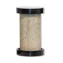 Paire de coiffes métalliques noires équipées de disques en néoprène pour l'essai de compression sur éprouvette cylindrique de béton