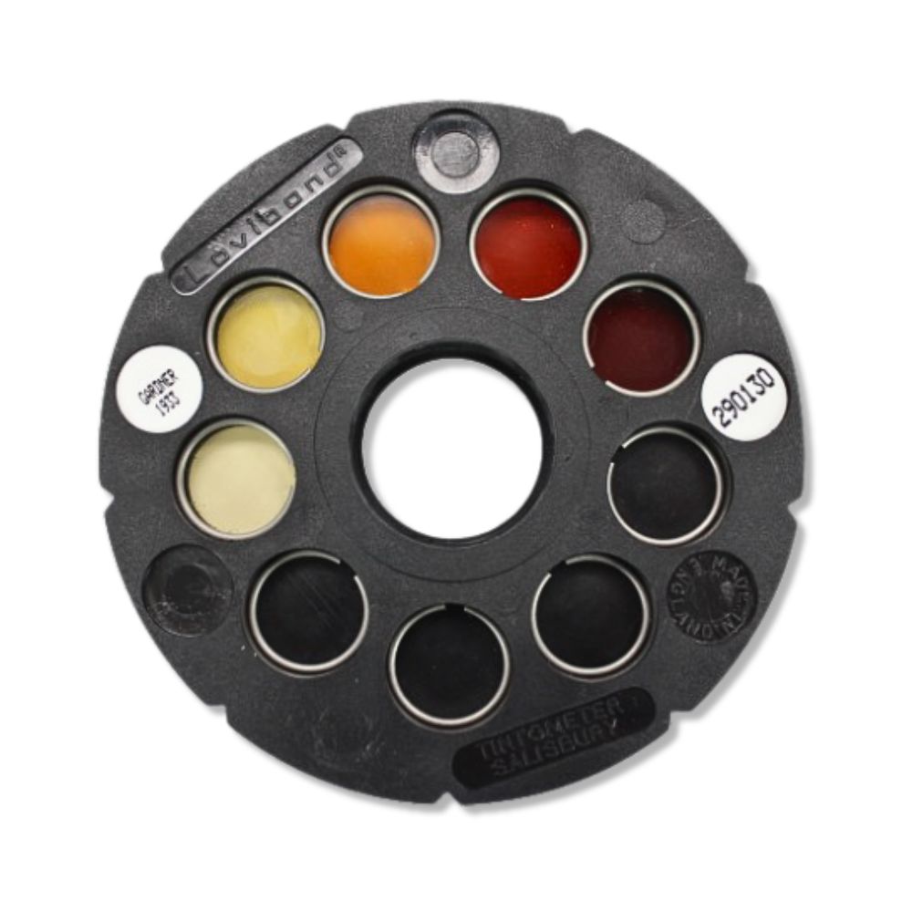 5 colours reference glass disc for organic impurities test - ASTM C40