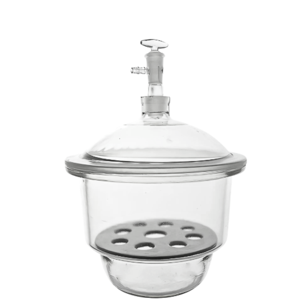 Glass desiccator with Stopcock and lid and disk