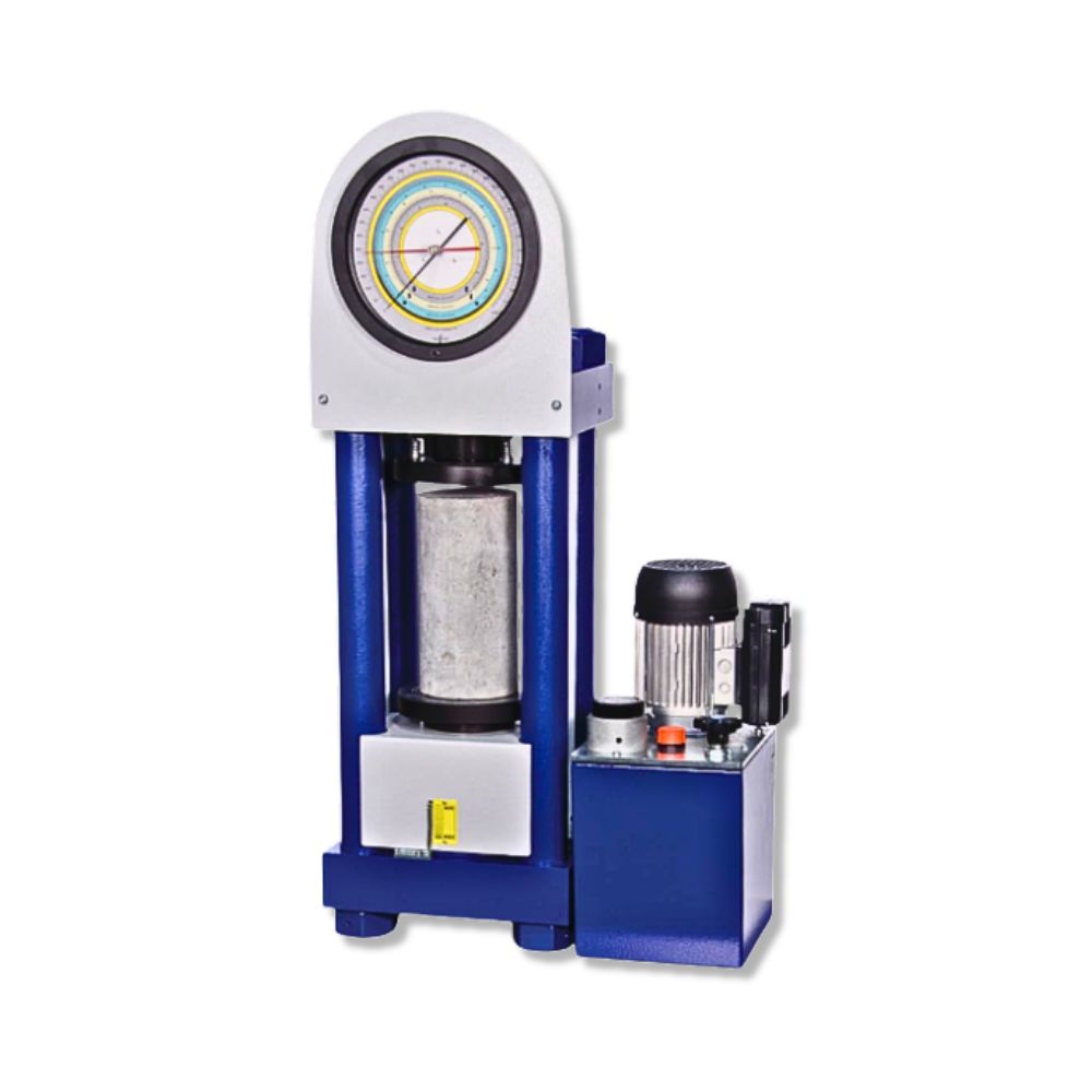 Concrete compression machine with gauge