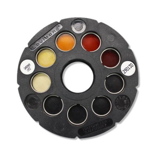 [CT0132/DI] 5 colours reference glass disc for organic impurities test - ASTM C40