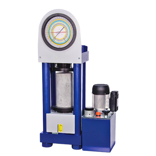 Concrete compression machine with pressure gauge